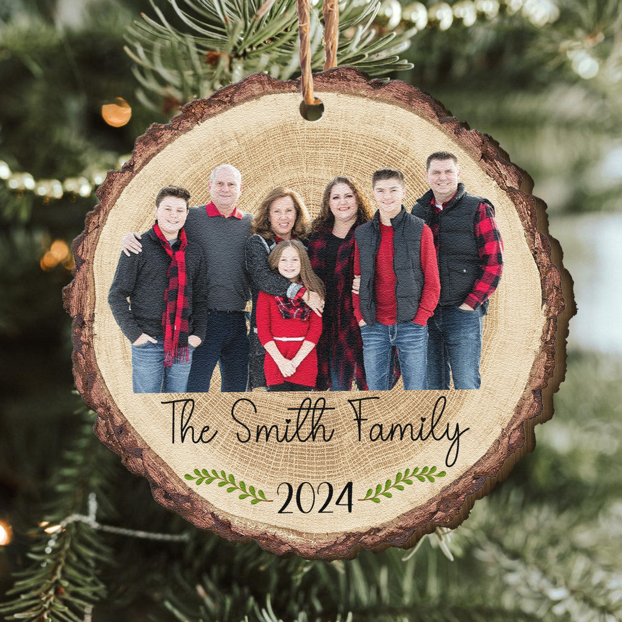 Family Christmas  - Personalized Wooden Photo Ornament