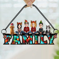 Family Christmas 2025 - Personalized Window Hanging Suncatcher Ornament