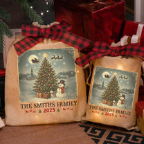 Family Christmas Artwork - Personalized Lighted Burlap Sack