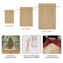 Family Christmas Artwork - Personalized Lighted Burlap Sack