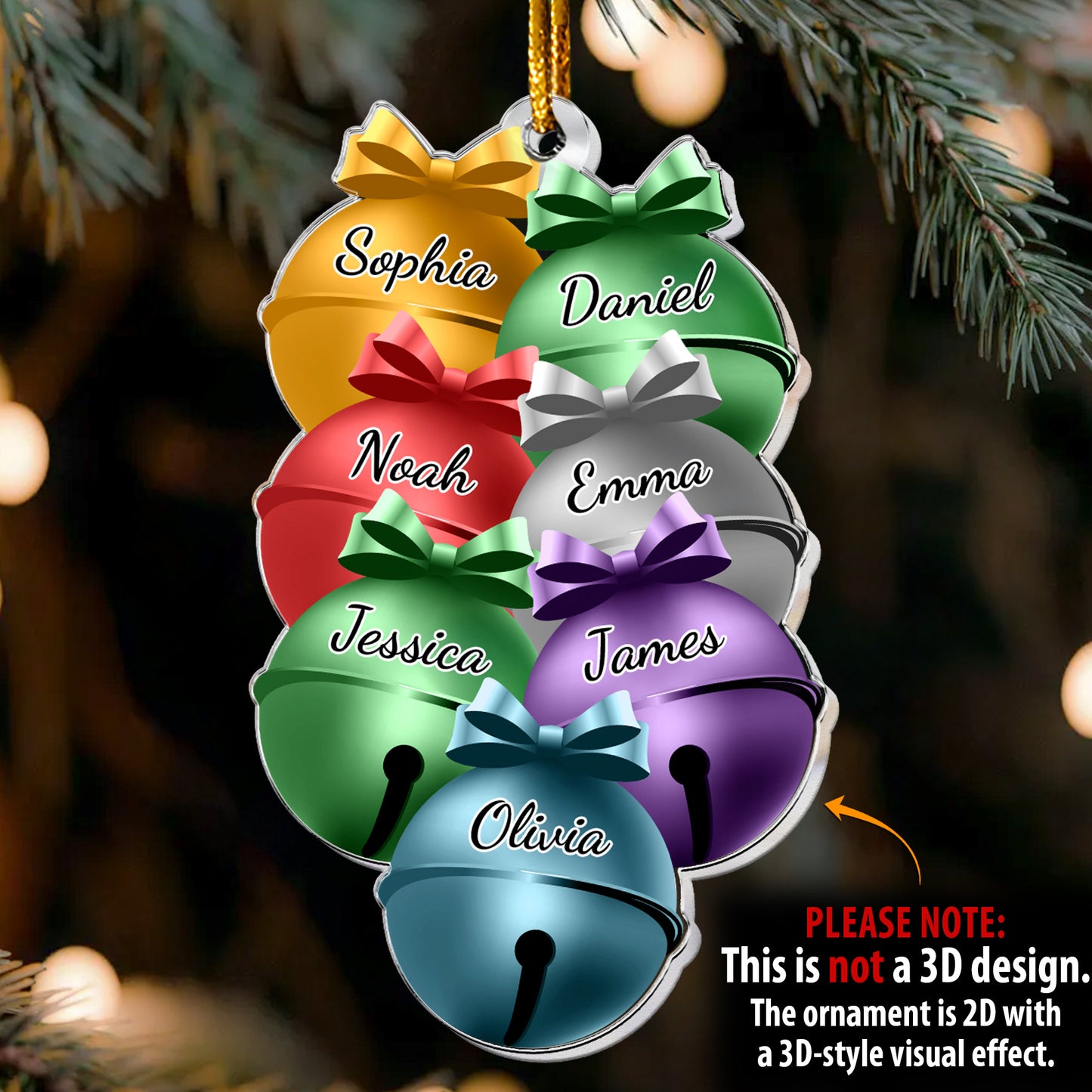 Family Christmas Bells - Personalized Acrylic Ornament