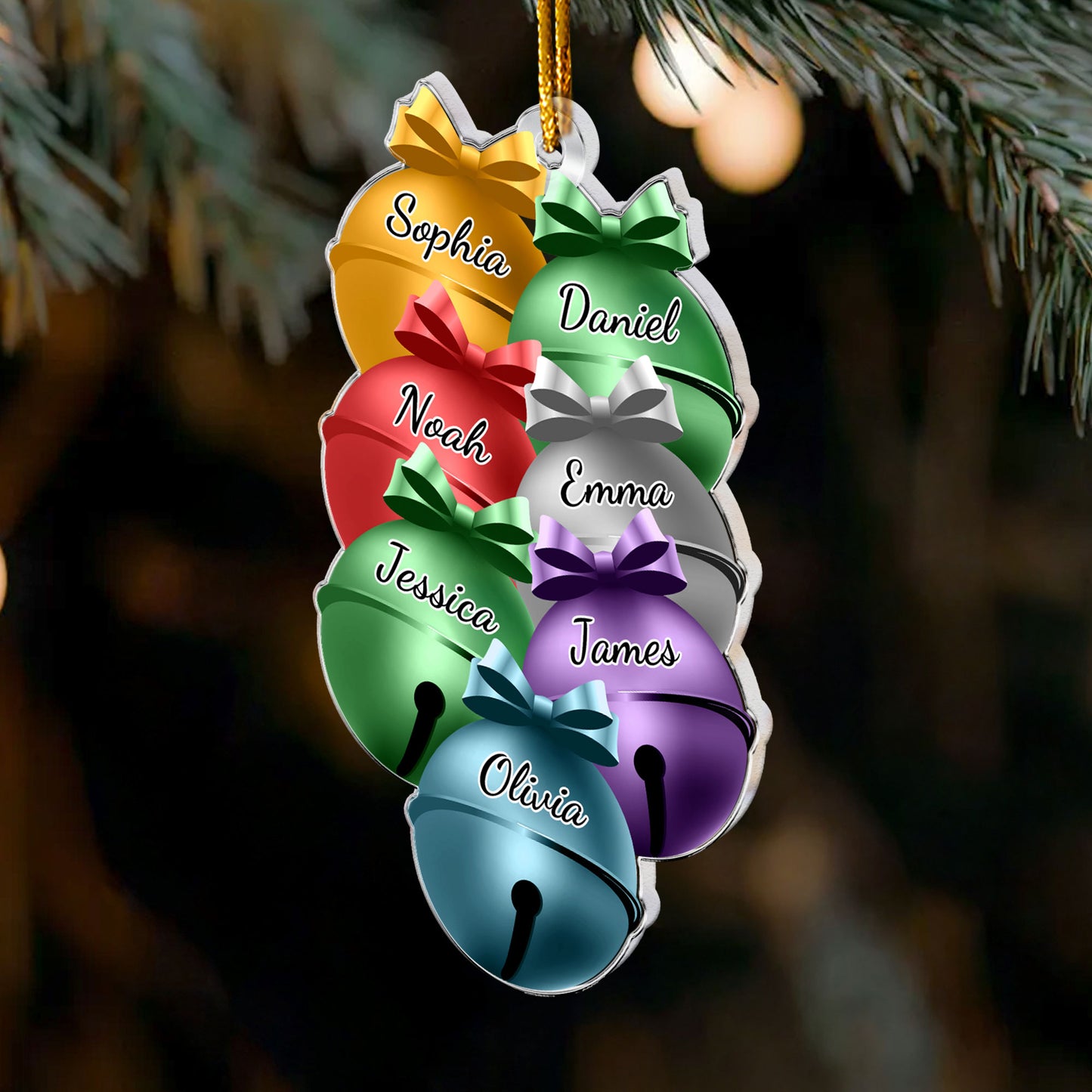 Family Christmas Bells - Personalized Acrylic Ornament