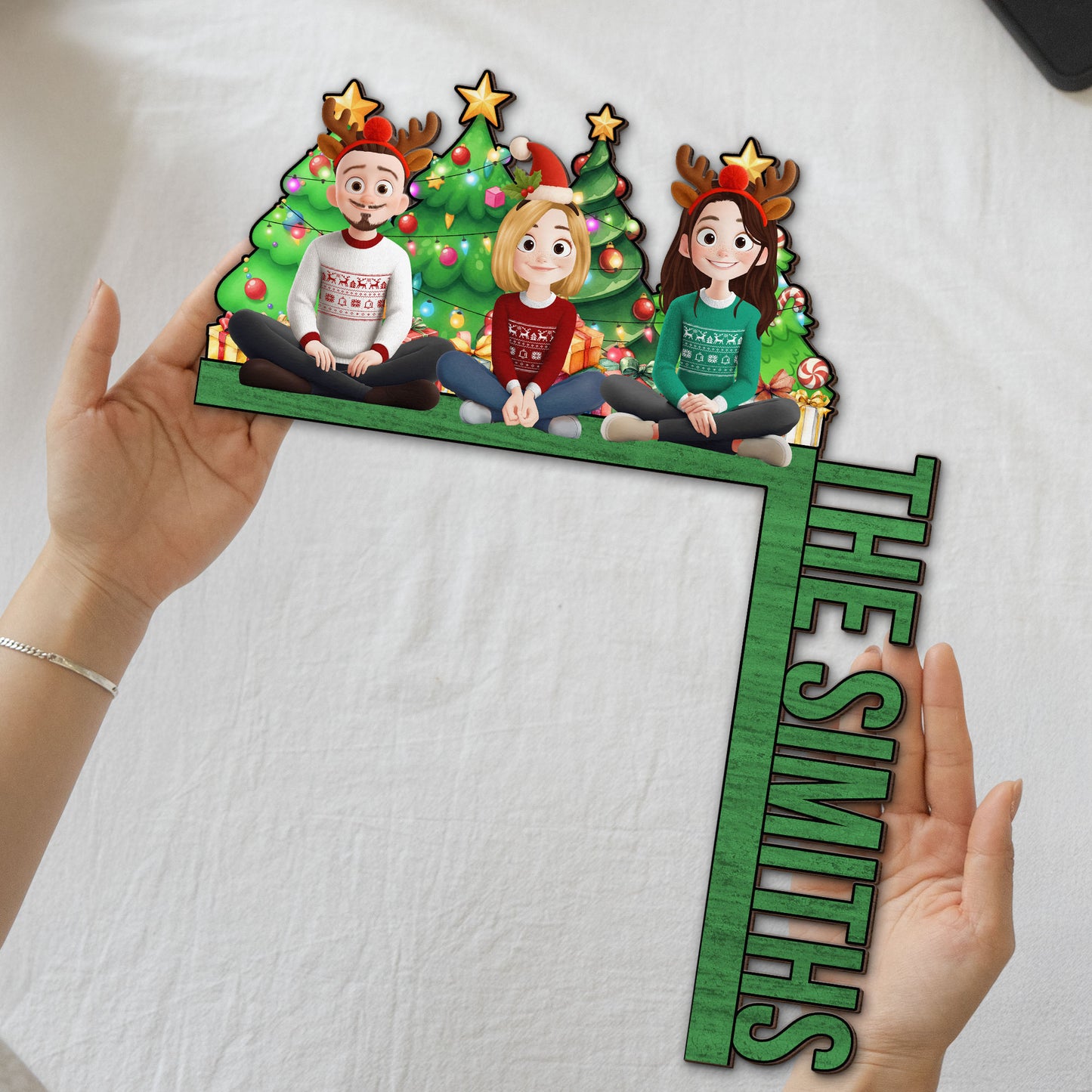 Family Christmas - Cozy Time - Personalized Door Corner Wood Sign