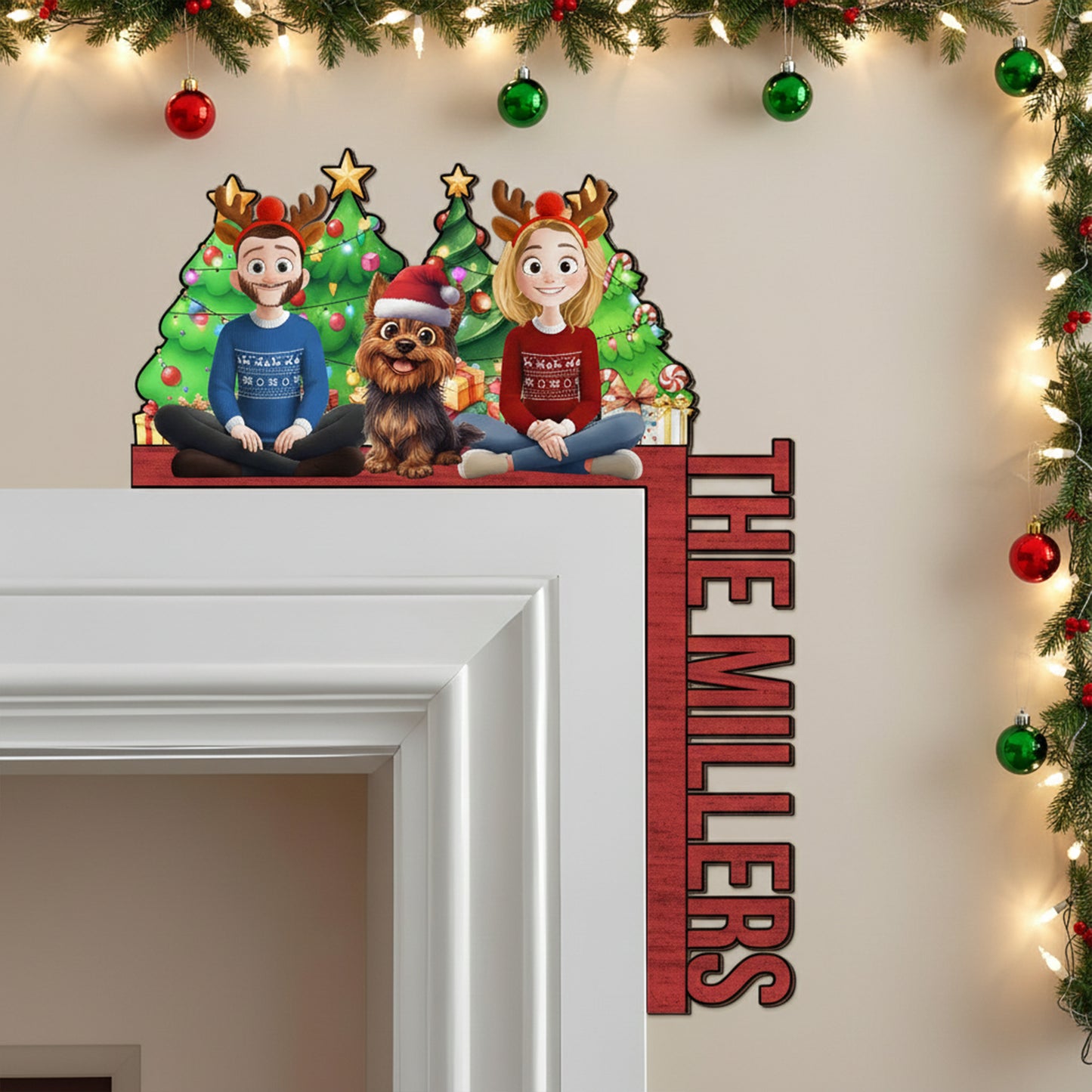 Family Christmas - Cozy Time - Personalized Door Corner Wood Sign