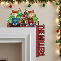 Family Christmas - Cozy Time - Personalized Door Corner Wood Sign