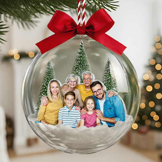 2025 Christmas Ornaments With Family Picture, Custom Family Photo - Personalized Acrylic Ball Ornament