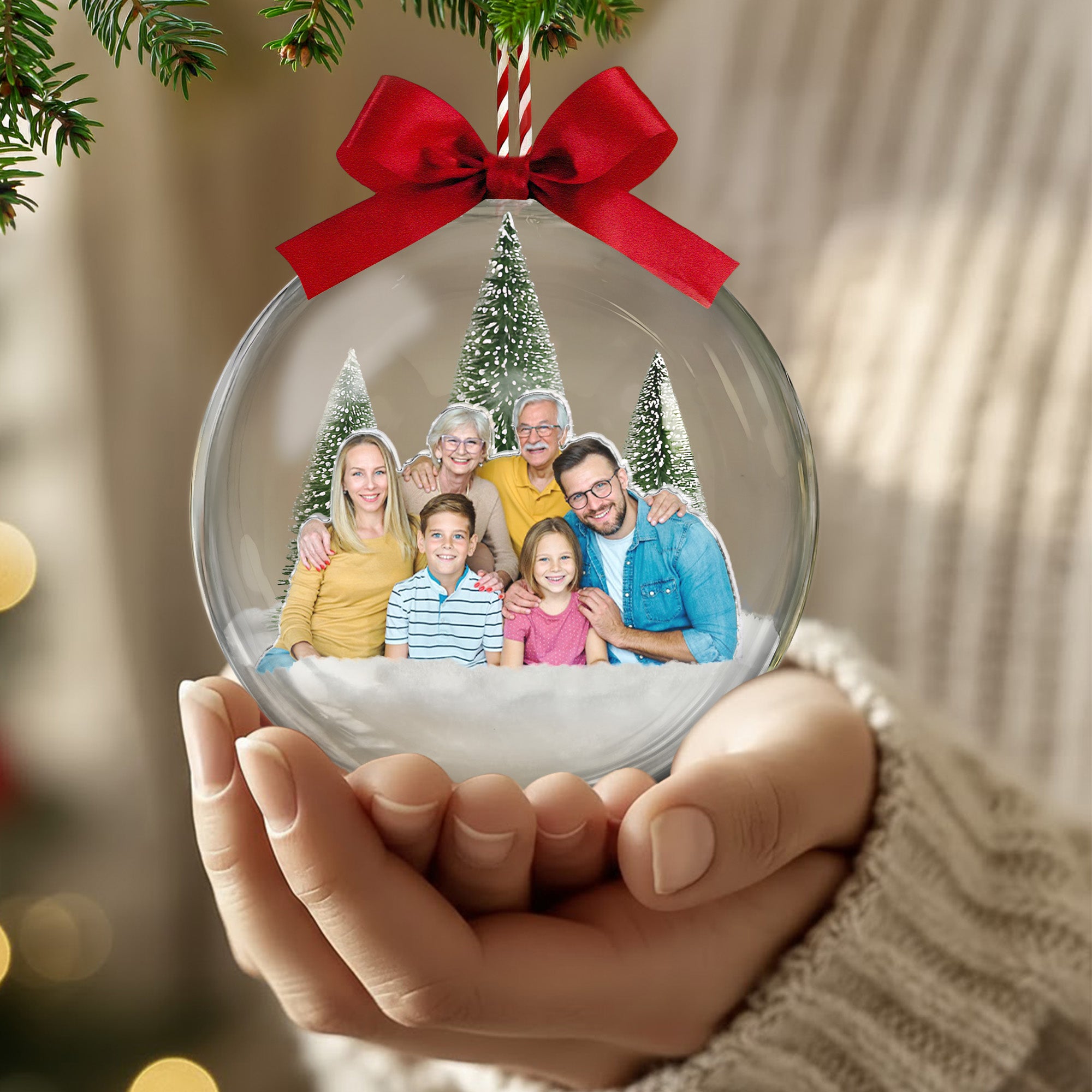 2025 Christmas Ornaments With Family Picture, Custom Family Photo - Personalized Acrylic Ball Ornament