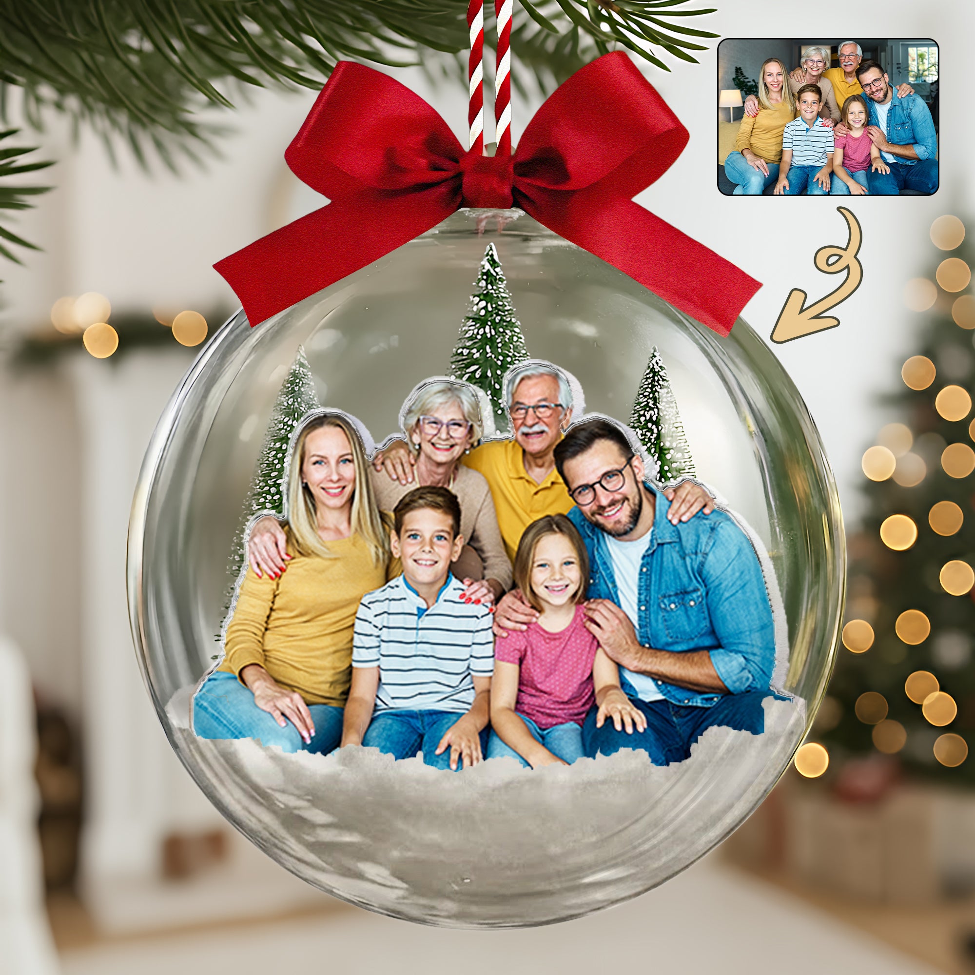 2025 Christmas Ornaments With Family Picture, Custom Family Photo - Personalized Acrylic Ball Ornament