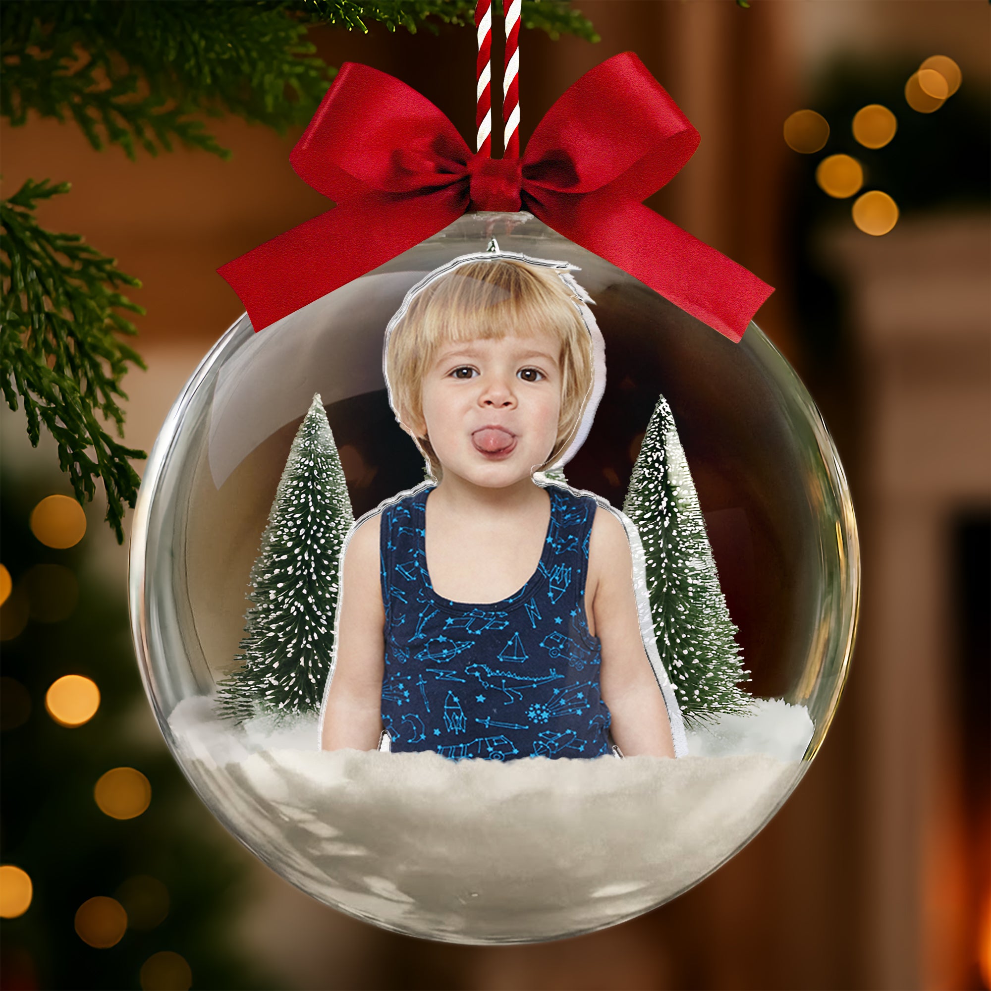 2025 Christmas Ornaments With Family Picture, Custom Family Photo - Personalized Acrylic Ball Ornament