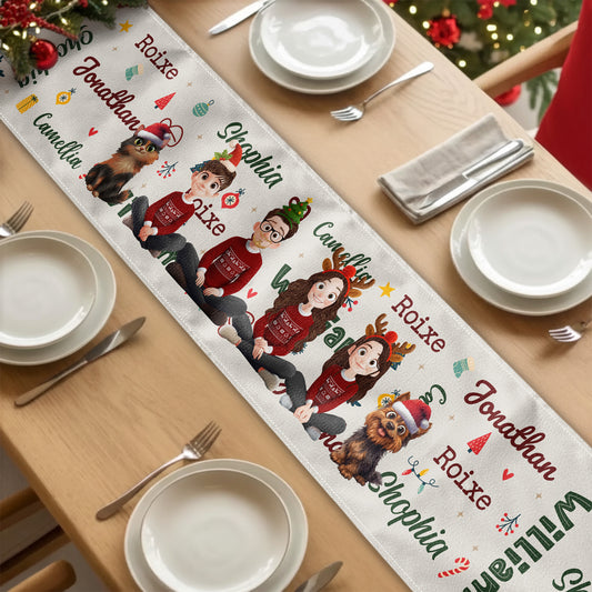 Family Christmas Name Pattern - Personalized Table Runner