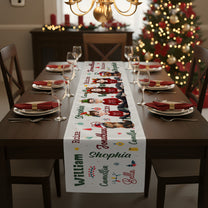 Family Christmas Name Pattern - Personalized Table Runner
