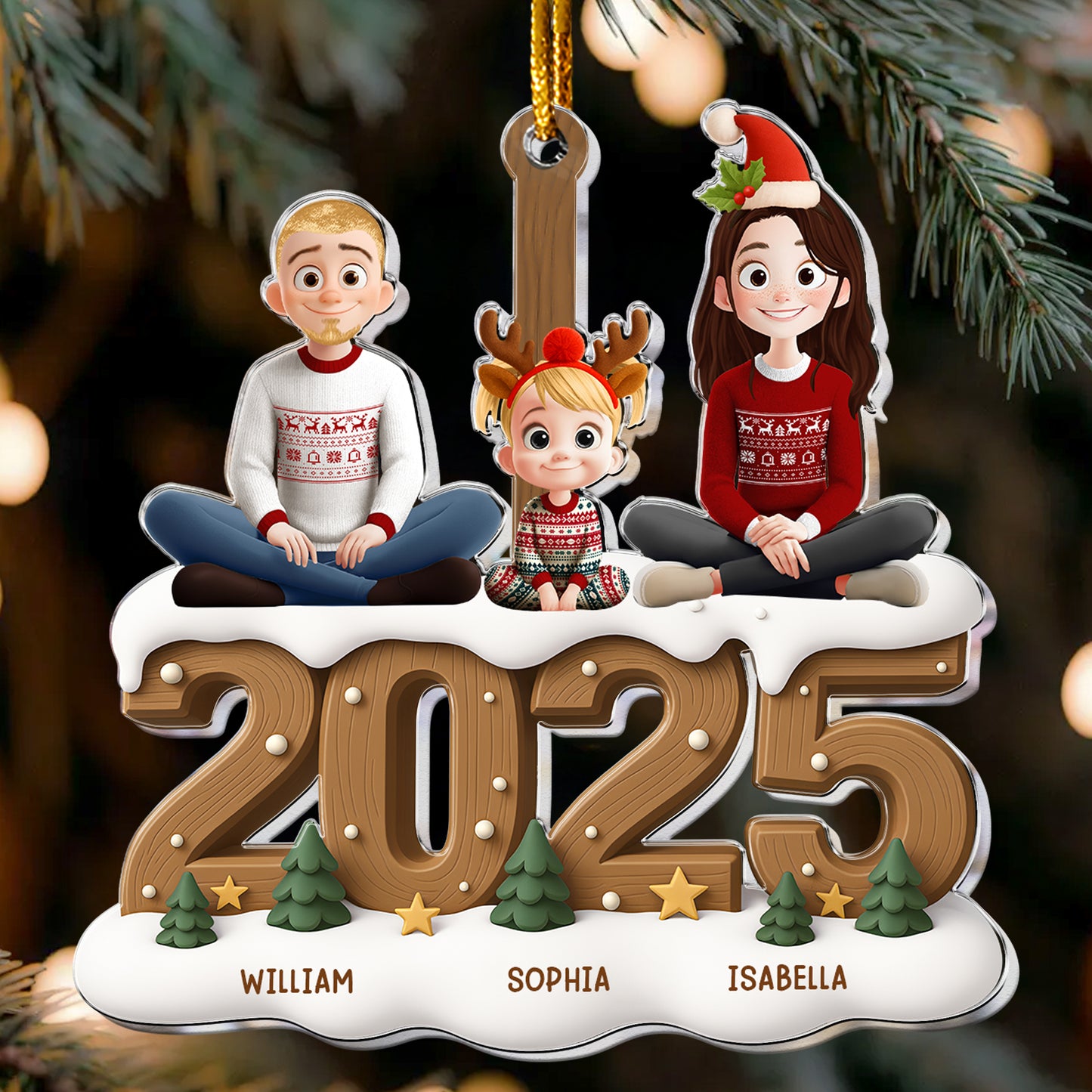 Family Christmas - New Version - Personalized Acrylic Ornament