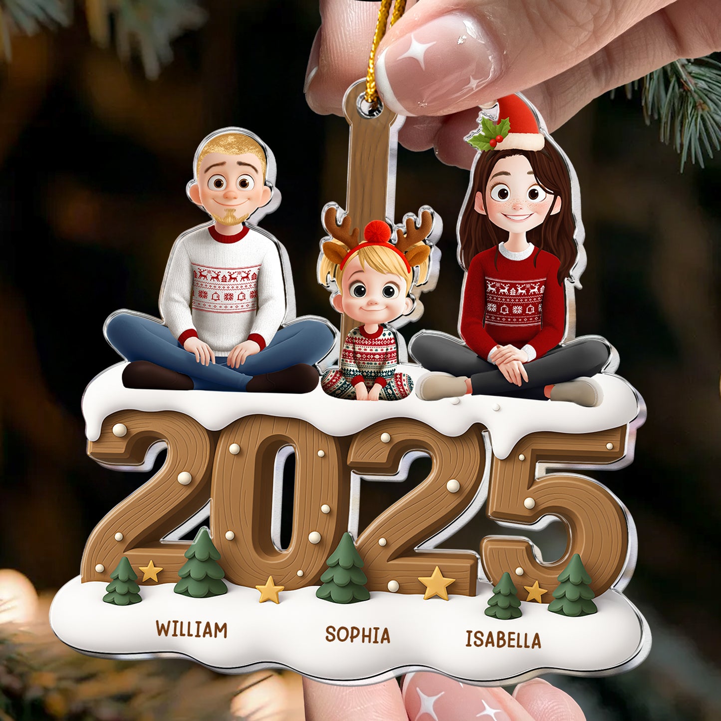 Family Christmas - New Version - Personalized Acrylic Ornament