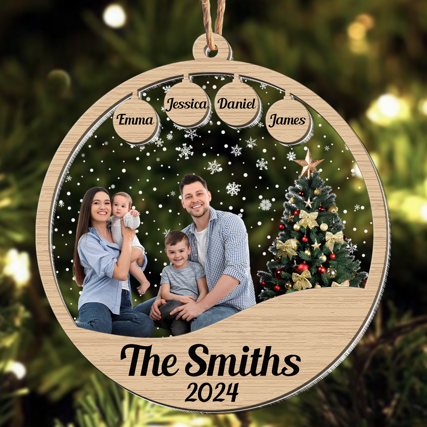 Family Christmas Ornament - Personalized Family Photo Ornament