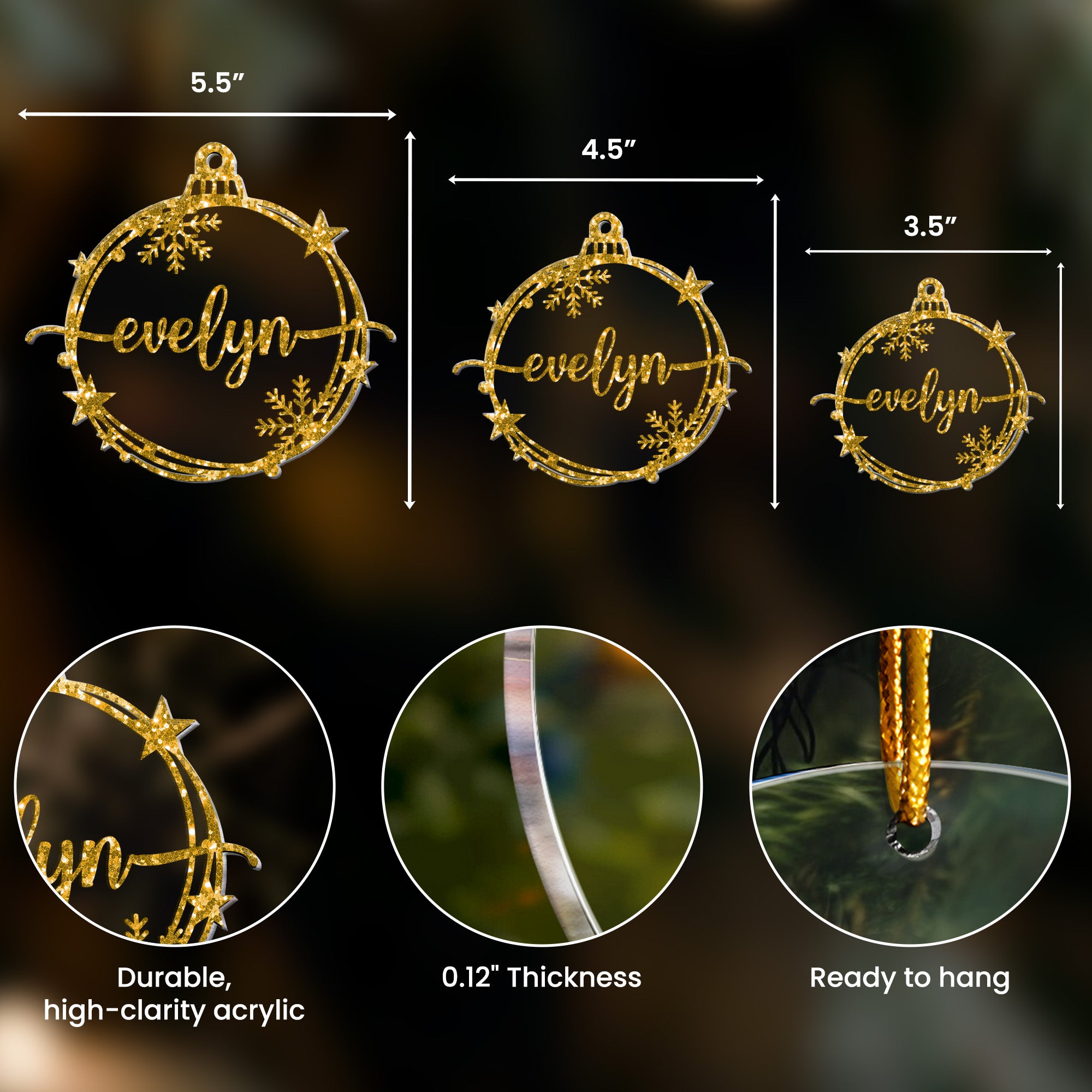 Family Christmas Ornament With Name Xmas Baubles - Personalized Acrylic Ornament