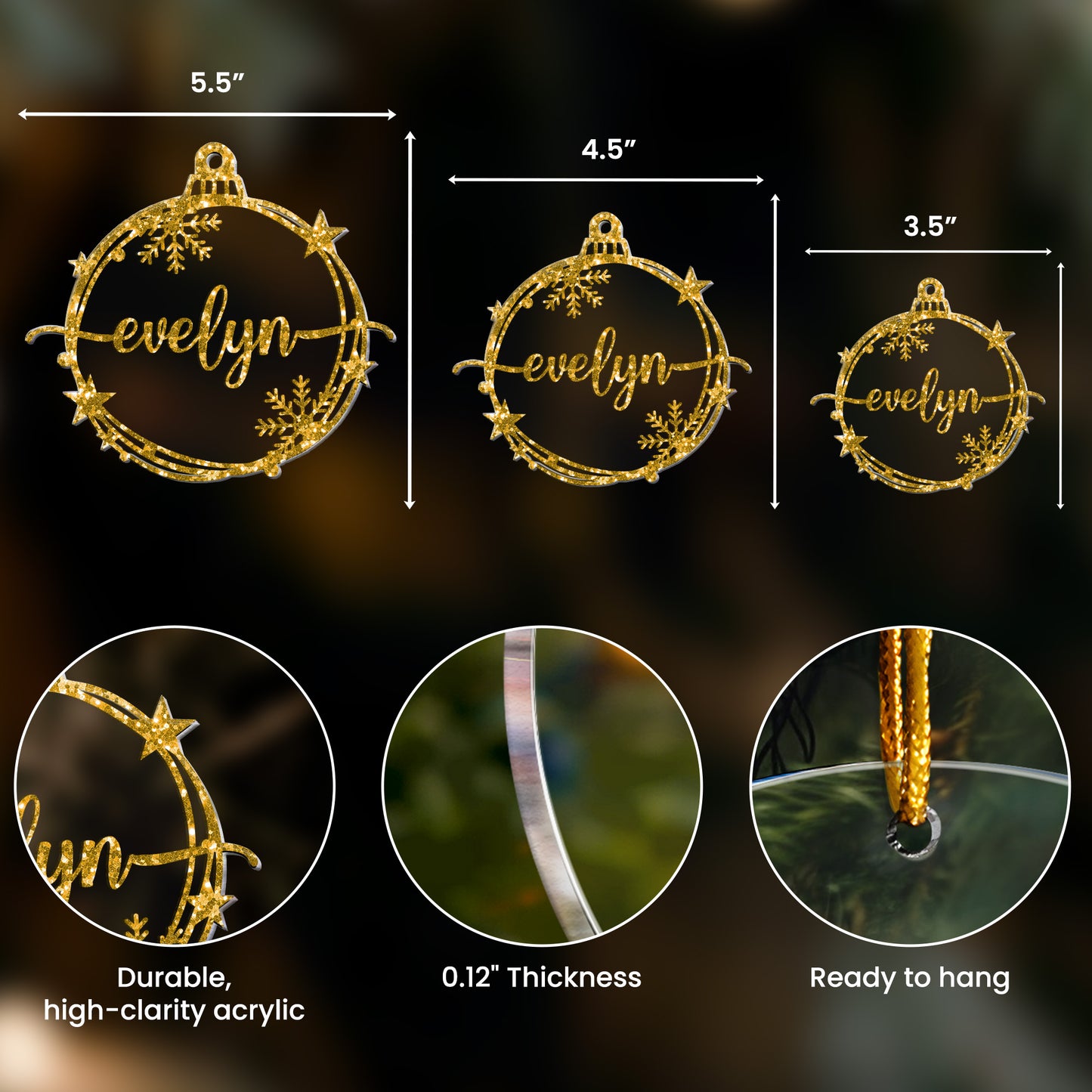 Family Christmas Ornament With Name Xmas Baubles - Personalized Acrylic Ornament
