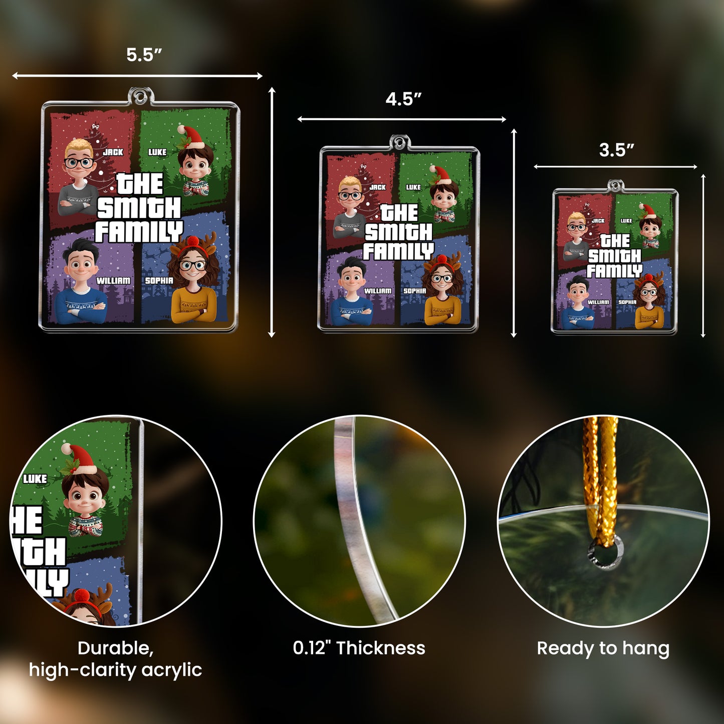 Family Christmas Theme - Personalized Acrylic Ornament