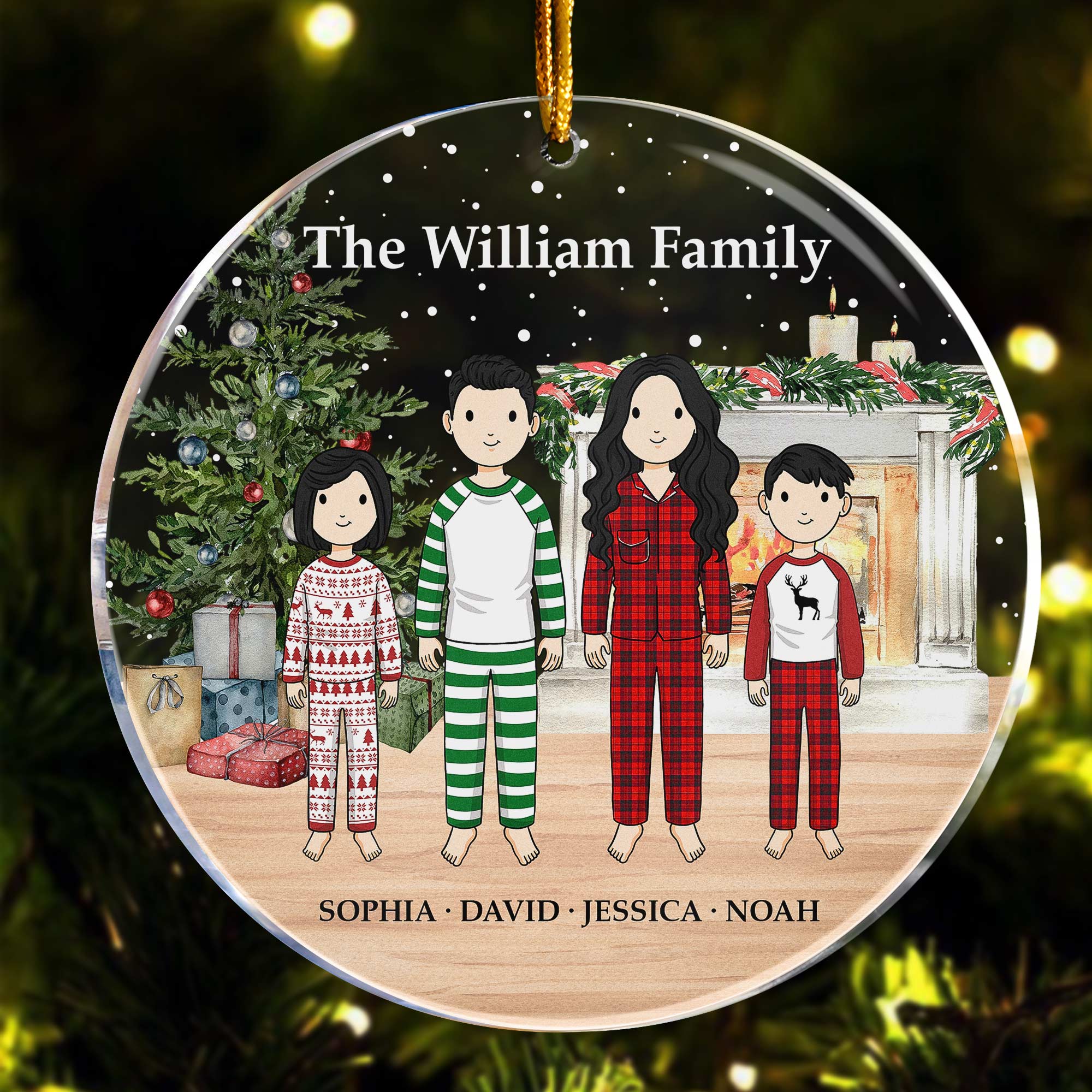 Family Christmas Time - Vintage Style - Personalized Acrylic Ornament