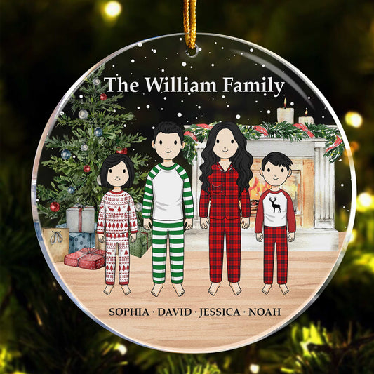 Family Christmas Time - Vintage Style - Personalized Acrylic Ornament