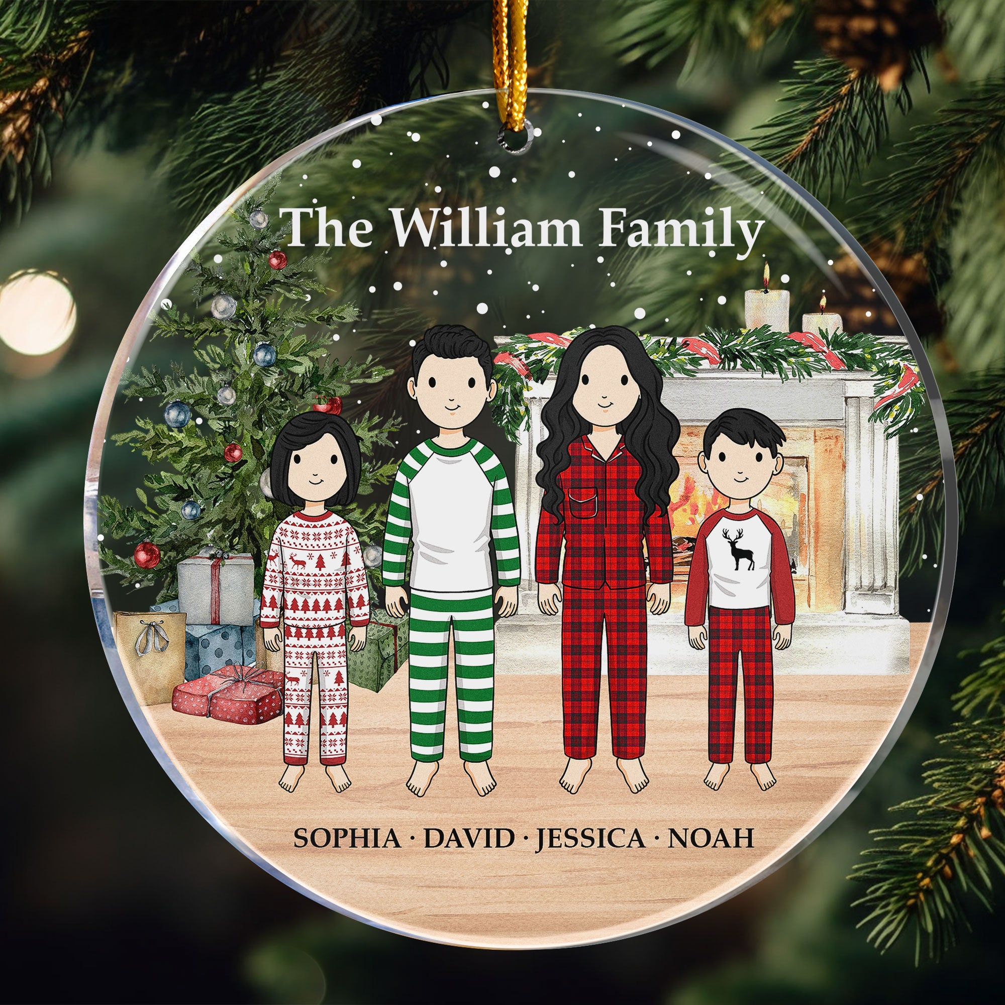 Family Christmas Time - Vintage Style - Personalized Acrylic Ornament