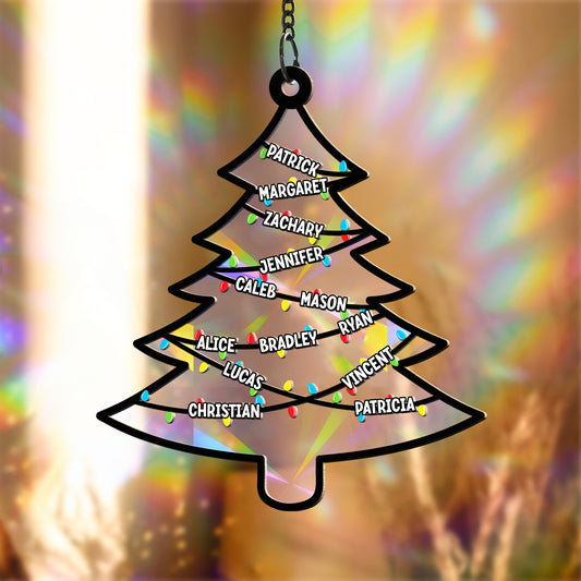 Family Christmas Tree - Personalized Rainbow Suncatcher