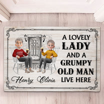 Family Couple A Lovely Lady And A Grumpy Old Man Live Here - Personalized Doormat
