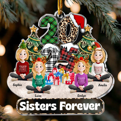 Family Couple Friends Sitting 2026 Cartoon Version - Personalized Acrylic Ornament