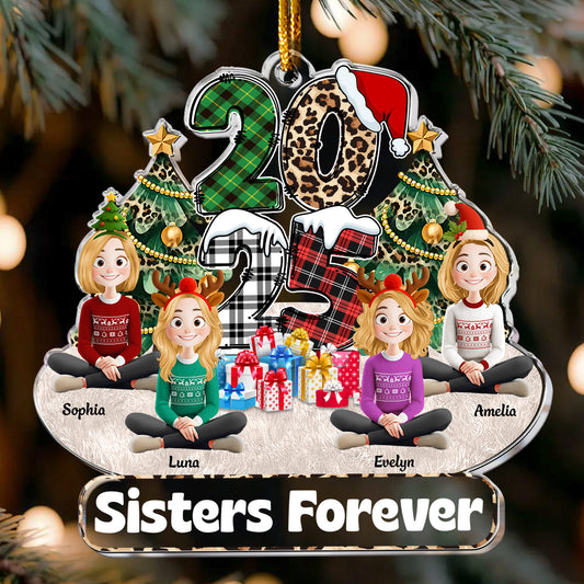 Family Couple Friends Sitting 2025 Cartoon Version - Personalized Acrylic Ornament