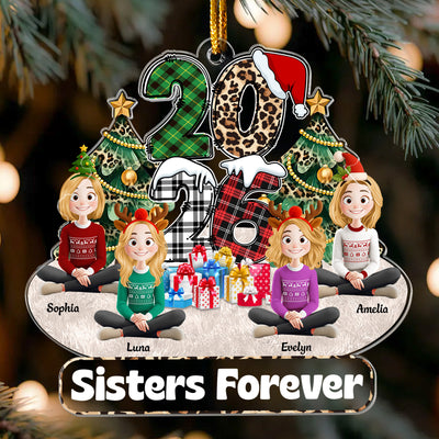 Family Couple Friends Sitting 2026 Cartoon Version - Personalized Acrylic Ornament