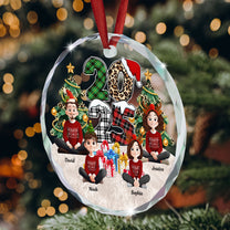 Family Couple Friends Sitting 2025 Cartoon Version - Personalized Glass Ornament