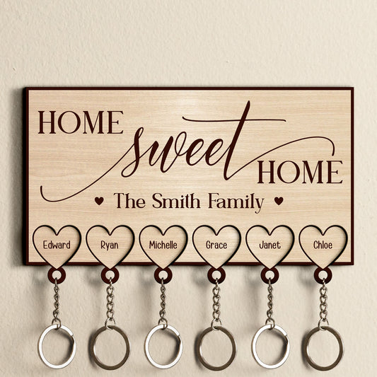 Family Custom Name Home Sweet Home - Personalized Key Holder