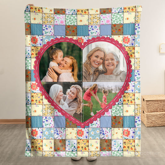 Family Each Patch Stitched With Love - Personalized Photo Blanket