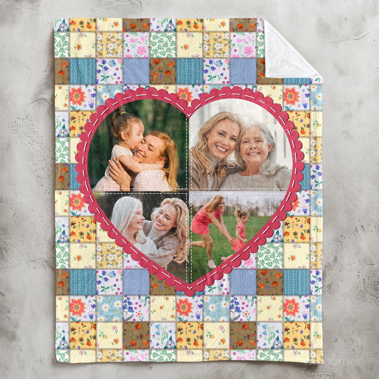 Family Each Patch Stitched With Love - Personalized Photo Blanket