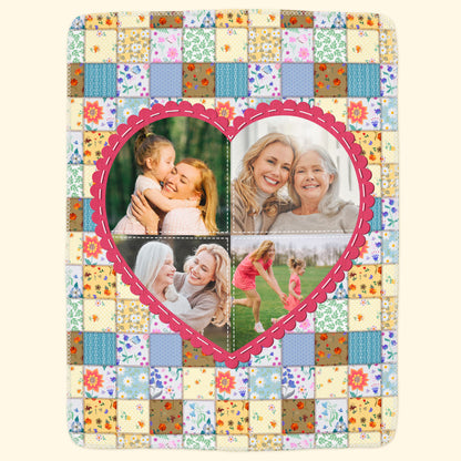 Family Each Patch Stitched With Love - Personalized Photo Blanket