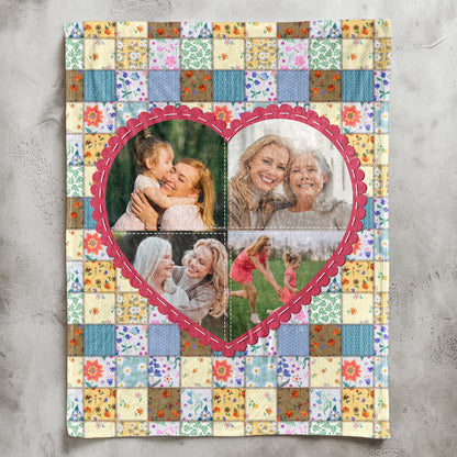 Family Each Patch Stitched With Love - Personalized Photo Blanket