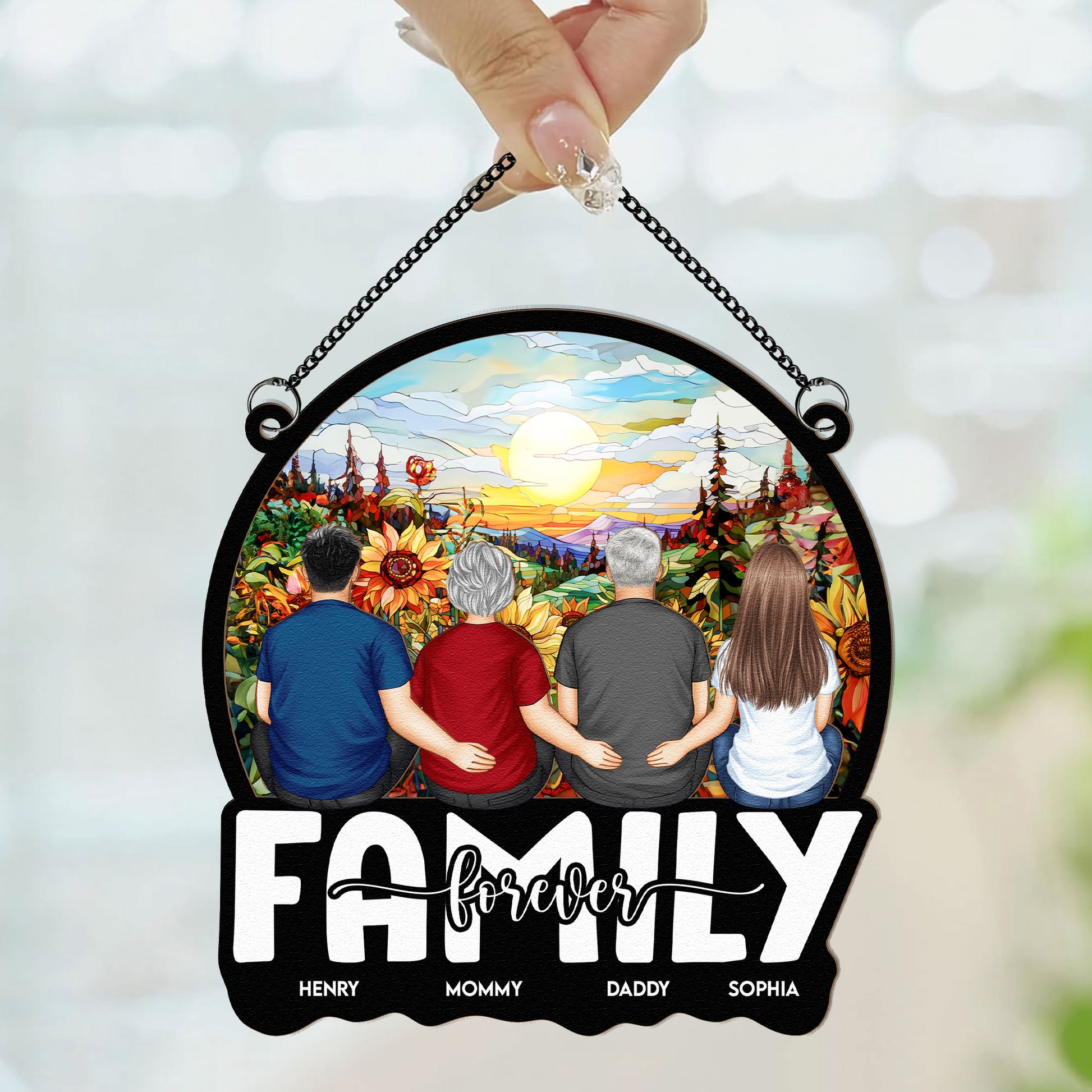 Family Forever - 2024 - Personalized Window Hanging Suncatcher Ornament