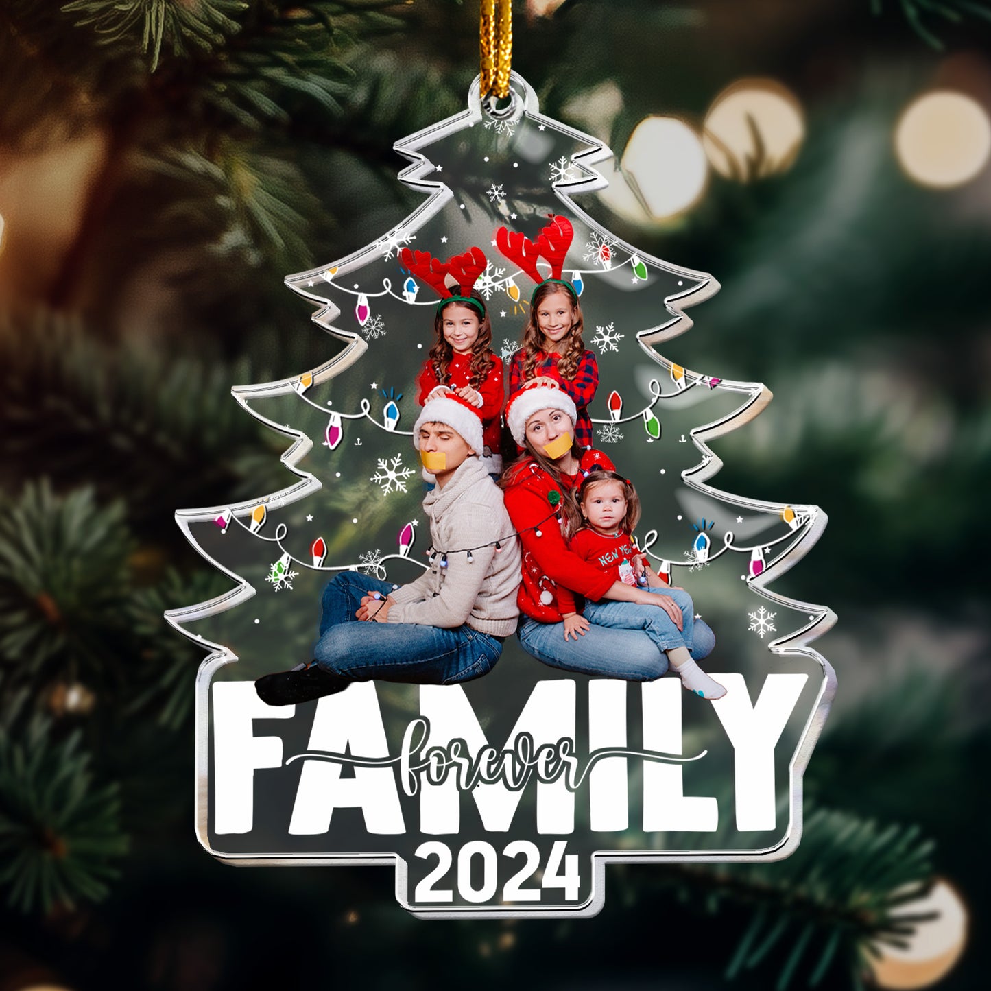 Family Forever Christmas Tree - Personalized Acrylic Photo Ornament