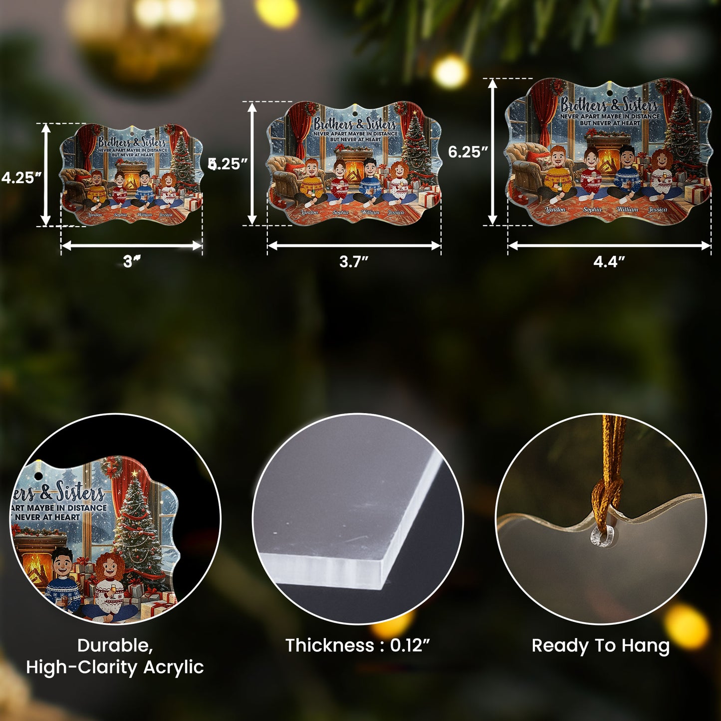 Family Forever Folk Art Style Old Vintage Christmas - Personalized Acrylic Ornament