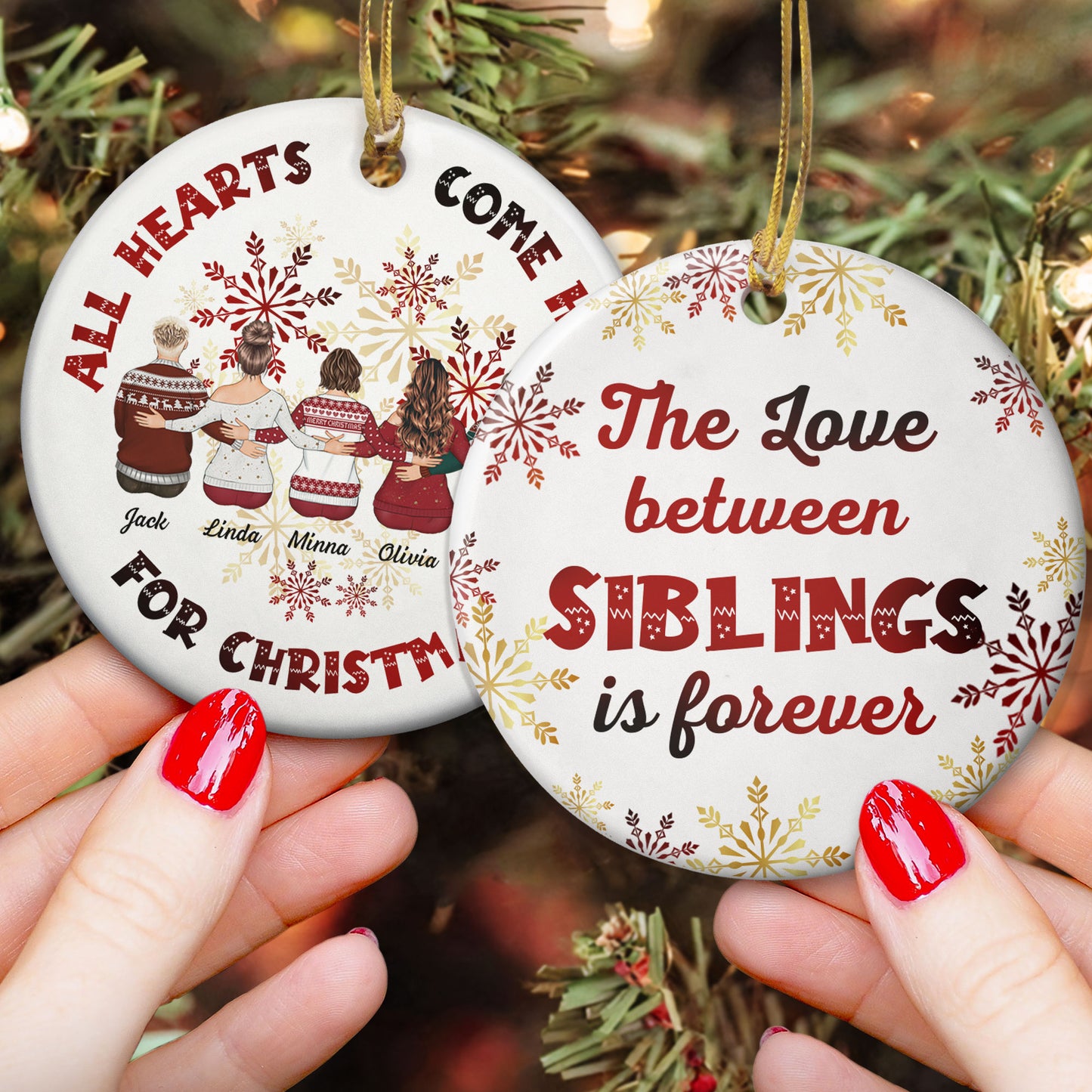 Family Forever Gifts For Brothers & Sisters - Personalized Ceramic Ornament