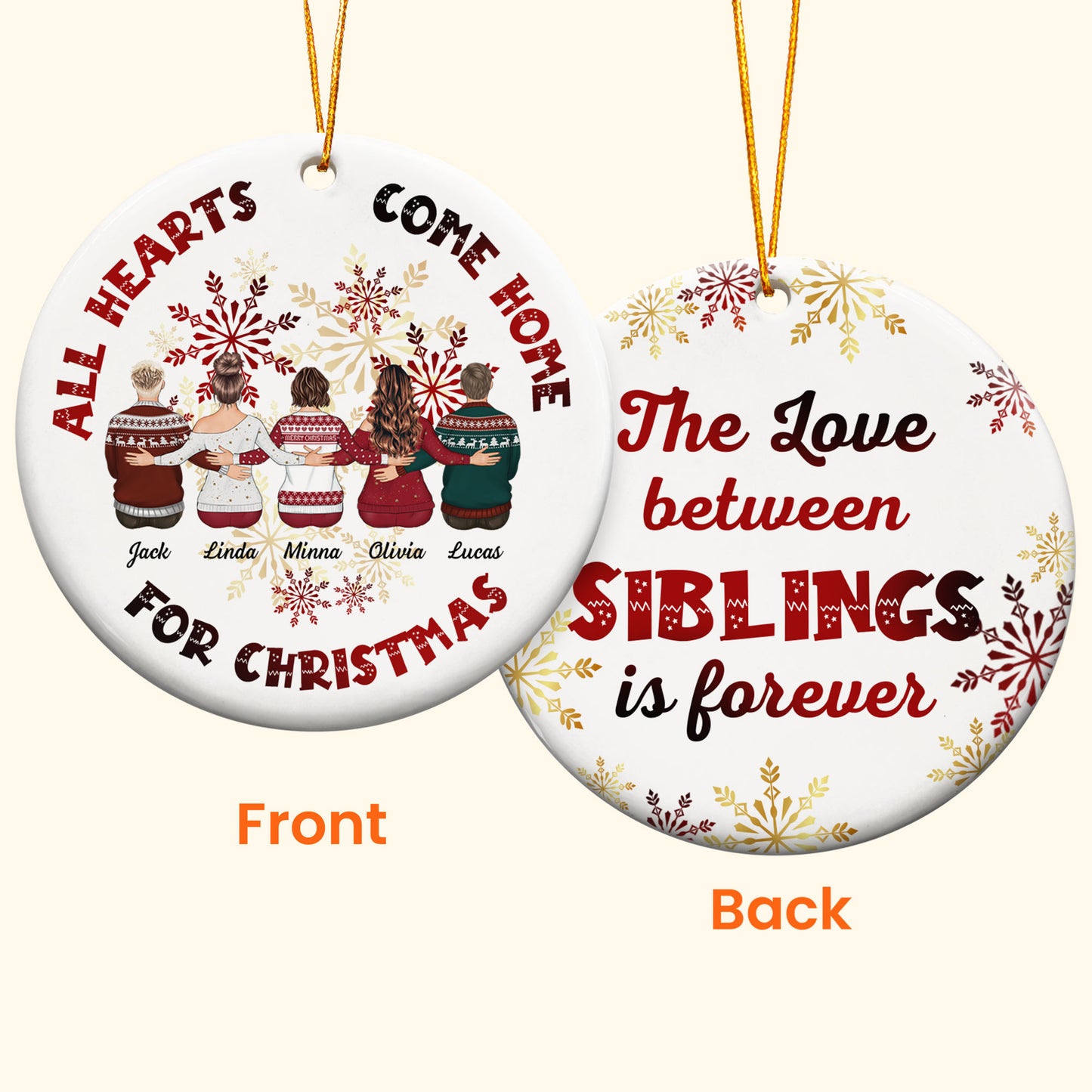 Family Forever Gifts For Brothers & Sisters - Personalized Ceramic Ornament