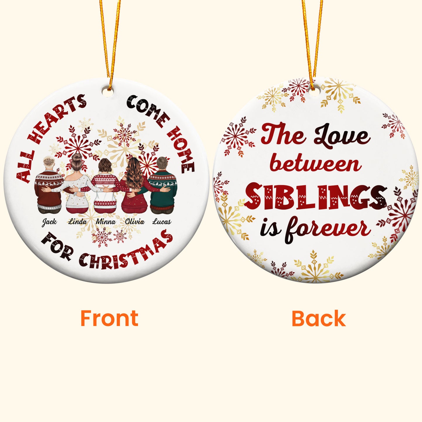 Family Forever Gifts For Brothers & Sisters - Personalized Ceramic Ornament