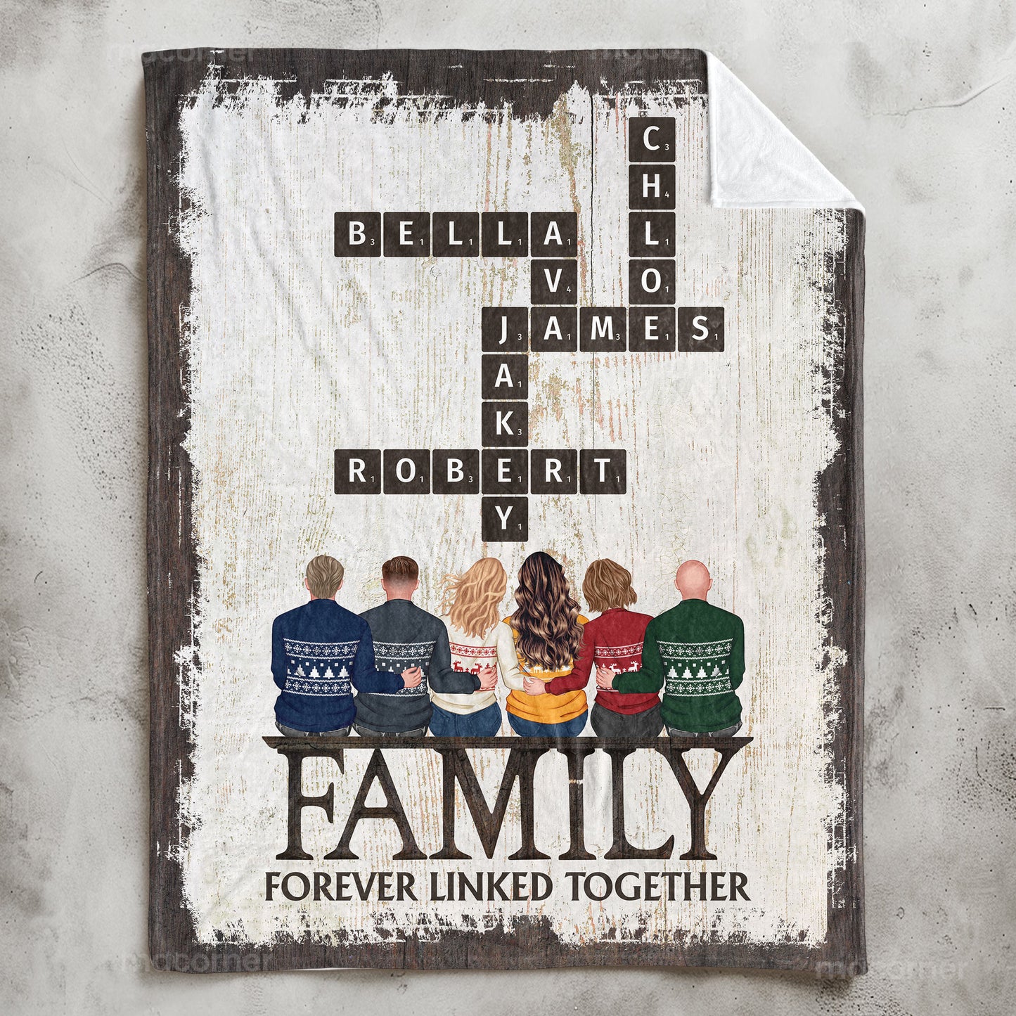 Family Forever Linked Together - Personalized Blanket