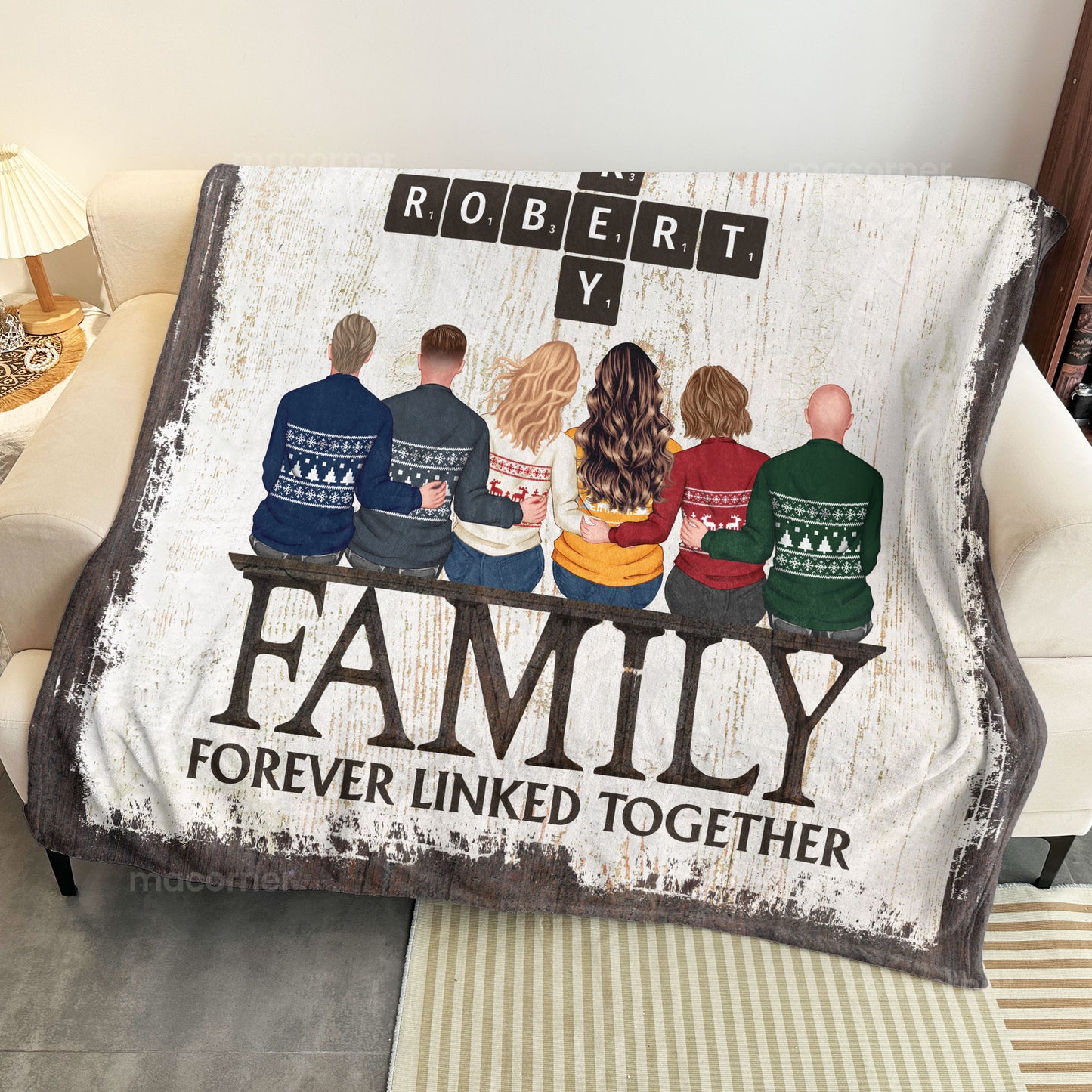 Family Forever Linked Together - Personalized Blanket