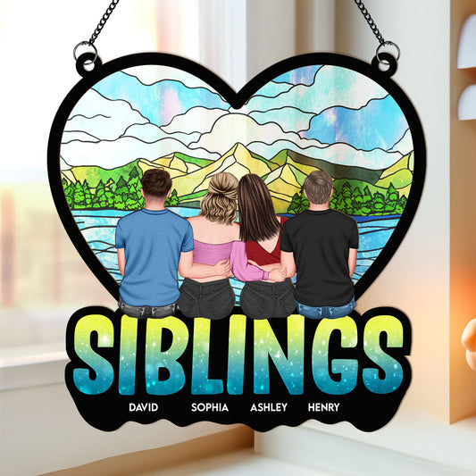 Siblings Forever - Personalized Window Hanging Suncatcher Ornament