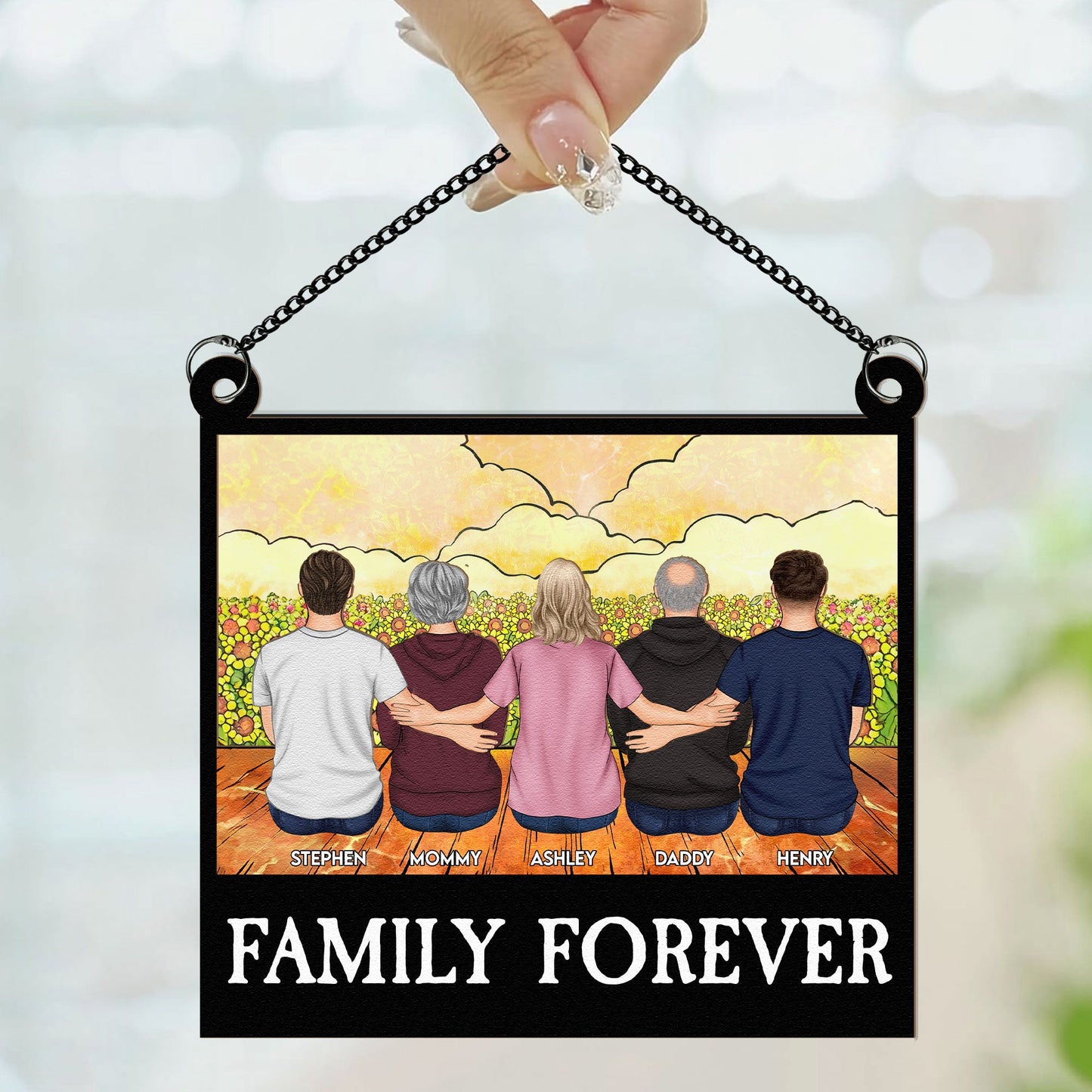Family Forever - Personalized Window Hanging Suncatcher Ornament