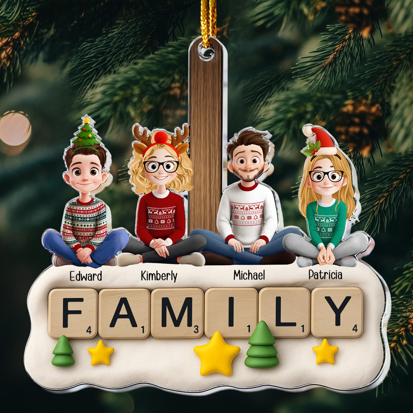Family Forever Scrabble - Personalized Acrylic Ornament