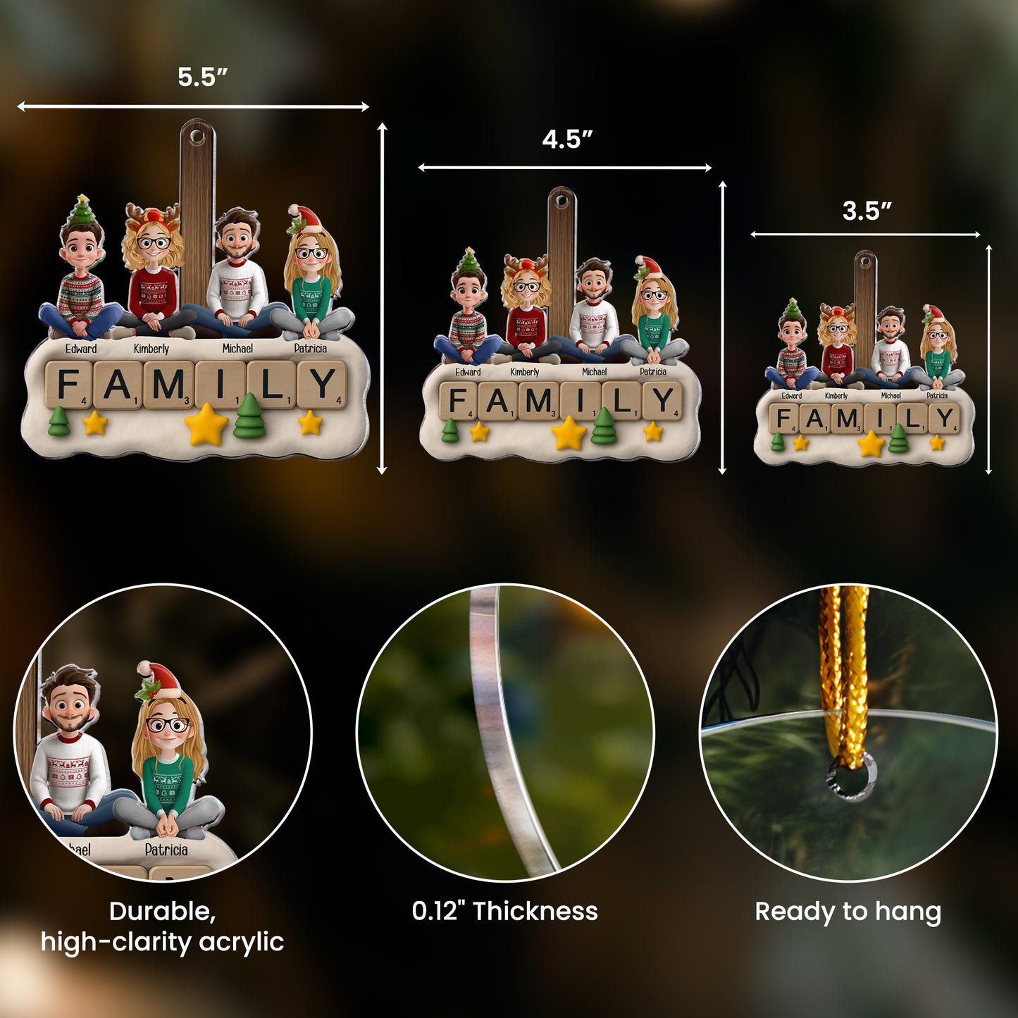 Family Forever Scrabble - Personalized Acrylic Ornament