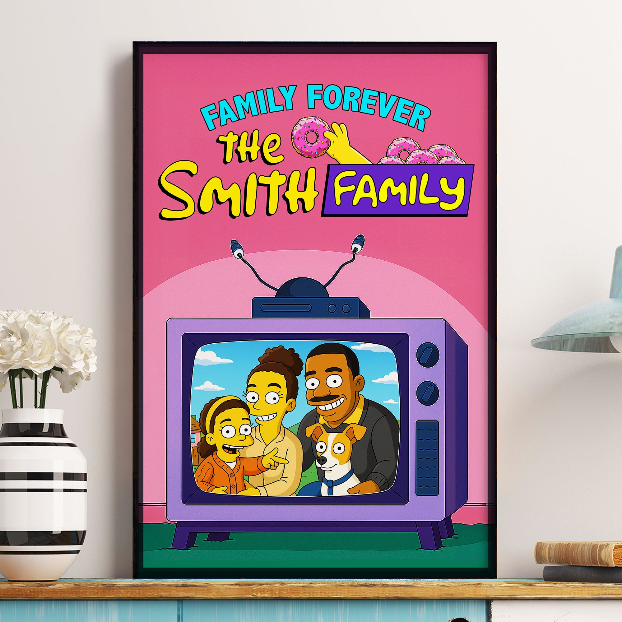 Family Forever Simpsonized Portrait - Personalized Photo Poster