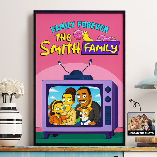 Family Forever Simpsonized Portrait - Personalized Photo Poster
