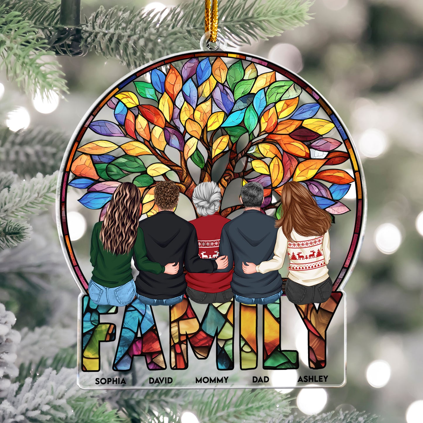 Family Forever Sitting Together - Personalized Acrylic Ornament